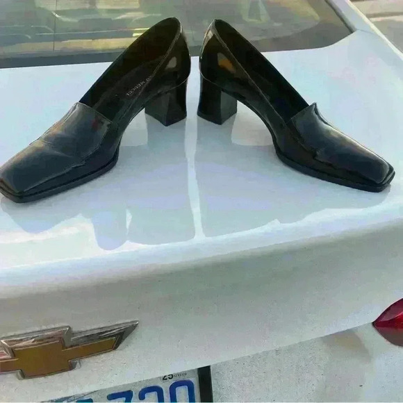 Sesto Meucci Classic Pumps Square Toe Black Leather Slip On Shoes Size 7N - Picture 5 of 7